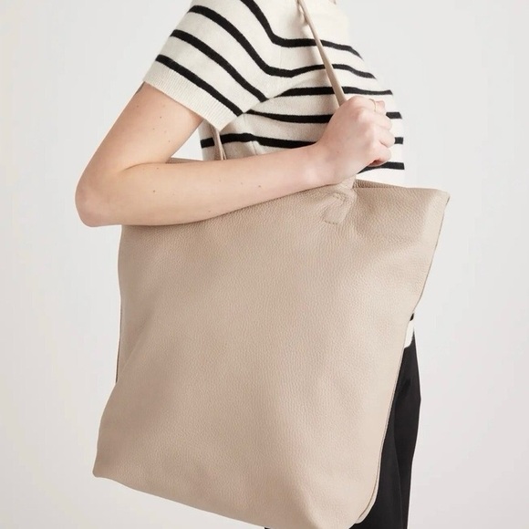 Quince Handbags - Quince taupe Italian tall cow leather tote bag